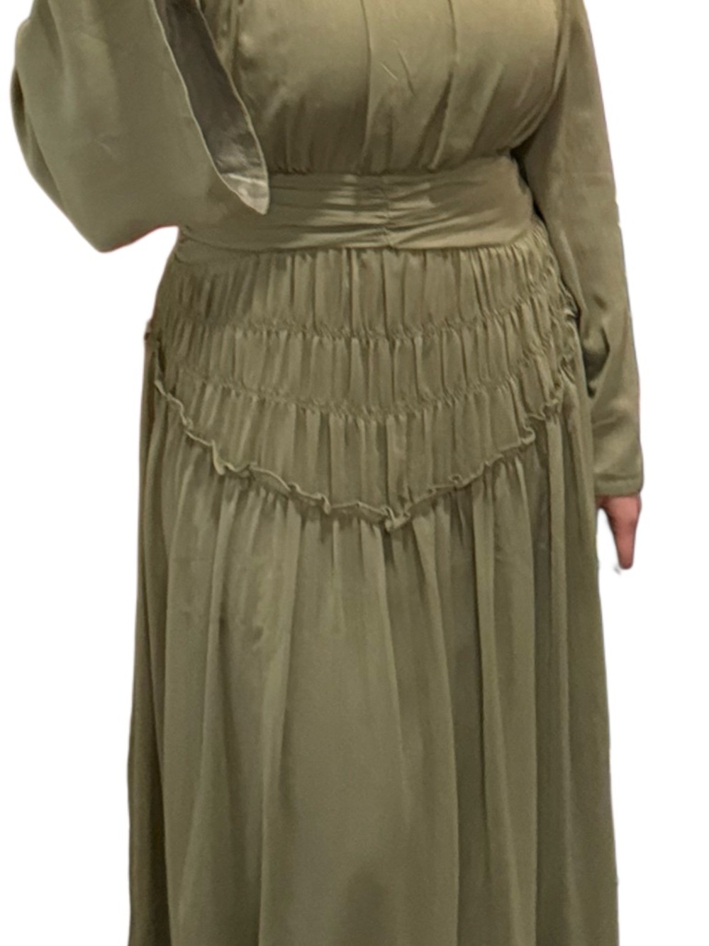 Olive Green Smocked Waist Maxi Dress
